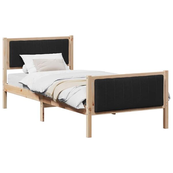 vidaXL Cadre de lit Marron et noir 90 x 200 cm Bois massif en pin