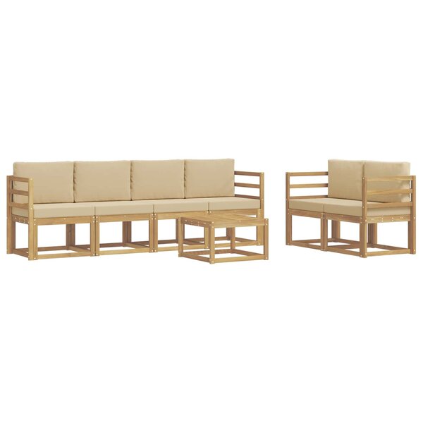 vidaXL Ensemble de canapés d'extérieur 7 Pièces Blanc et Beige