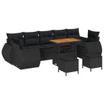 vidaXL Ensemble de canapé de jardin 10 Pièces Noir polyrotin