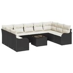 vidaXL Ensemble de canapé de jardin 10 Pièces Noir Poly rotin