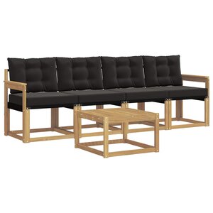 vidaXL Ensemble de canapés d'extérieur 5 pc Blanc et noir
