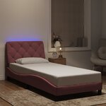 vidaXL Cadre de lit avec lumières LED rose 90x200 cm velours