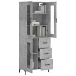 vidaXL Buffet haut Gris béton 69 5x34x180 cm Bois d'ingénierie