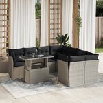 vidaXL Salon de jardin 9 Pièces avec coussins gris clair résine tressée
