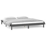 vidaXL Cadre de lit à LED gris 140x190 cm bois massif