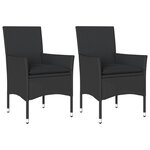 vidaXL Chaises de jardin avec coussins lot de 2 noir résine tressée