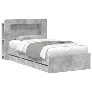 vidaXL Cadre de lit avec rangement Gris béton 75 x 190 cm