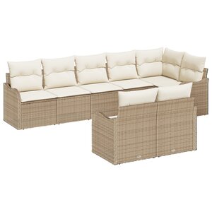 vidaXL Ensemble de canapés de jardin 8 pièces avec coussins en rotin poly beige
