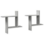 vidaXL Étagères murales 2 Pièces gris béton 50x12x50 cm bois d'ingénierie