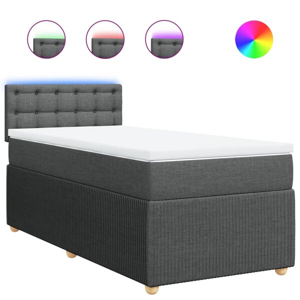 vidaXL Sommier à lattes de lit avec matelas Gris foncé 100x200cm Tissu