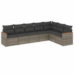 vidaXL Salon de jardin avec coussins 7 Pièces gris résine tressée