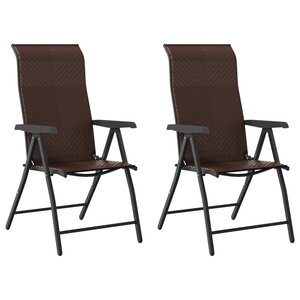 vidaXL Chaises pliables de jardin lot de 2 marron résine tressée
