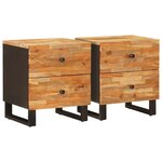 vidaXL Cabinet de chevet avec tiroir 2 Pièces Marron 40 x 33 x 46 cm