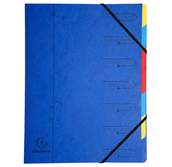 Trieur agrafé avec élastiques 7 compartiments Bleu x 12 EXACOMPTA