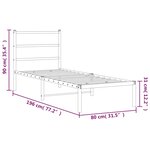 vidaXL Cadre de lit métal sans matelas avec tête de lit blanc 75x190cm
