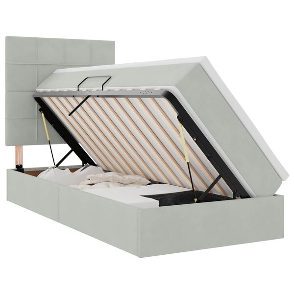 vidaXL Lit avec rangement et matelas Gris clair 90 x 190 cm Velours