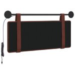 vidaXL Tête de lit suspendue Avec lumière LED Brun Brillant PU antique