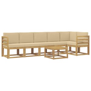 vidaXL Ensemble de canapés d'extérieur 7 Pièces Blanc et Beige Polyester