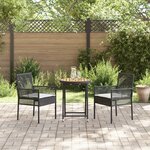 Ensemble Bistro de Jardin 3 pièces avec Coussins en Poly Rattan Noir