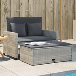 vidaXL Canapé de jardin 2 places et coussins gris clair résine tressée