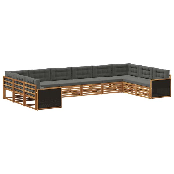 vidaXL Ensembles de canapés avec coussin 10 Pièces Bois d'Acacia Massif