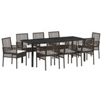 vidaXL Ensemble de salle à manger de jardin de 9 pièces avec coussins en poly rotin marron