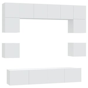 vidaXL Ensemble de meubles TV 8 Pièces Blanc Bois d'ingénierie