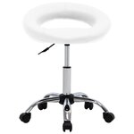 Chaise fauteuil siège de travail roulante similicuir blanc 02_0024075
