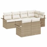 vidaXL Ensemble de canapé de jardin 7 Pièces Beige Poly rotin