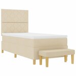 vidaXL Lit à ressorts avec matelas Crème 100 x 200 cm tissu