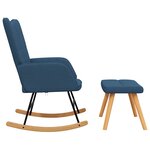 vidaXL Chaise à bascule avec tabouret Bleu Tissu