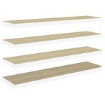 vidaXL Étagères flottantes 4 Pièces chêne et blanc 120x23 5x3 8 cm MDF
