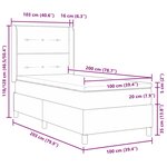 vidaXL Lit à ressorts avec matelas et LED gris foncé 100x200 cm en tissu.
