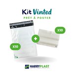 Kit colis Vinted - 10 enveloppes plastique N°3 (280x370 mm) + 10 pochettes porte-documents