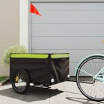 vidaXL Remorque de vélo noir et vert 45 kg fer