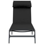 vidaXL Chaise longue Noir 197 x 54 x 86 cm Acier et textilène