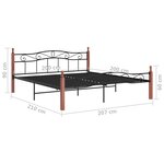vidaXL Cadre de lit sans matelas noir métal bois chêne 200x200 cm