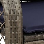 vidaXL Chaise à bascule de jardin avec coussins gris résine tressée