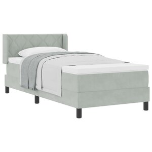 vidaXL Lit à ressorts avec matelas Gris clair 200 x 90 cm Polyester