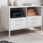 vidaXL Meuble TV blanc 68x39x50 5 cm acier