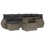 vidaXL Salon de jardin avec coussins 7 Pièces gris résine tressée