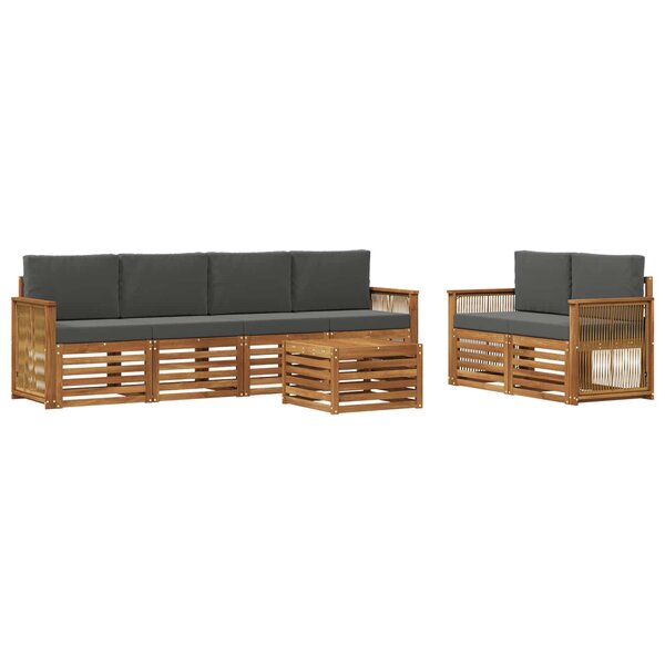 vidaXL Ensemble de canapés d'extérieur 7 pc Naturel et Anthracite