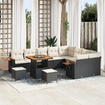 Ensemble de Canapés de Jardin 12 Pièces Noir Rotin PE Acacia