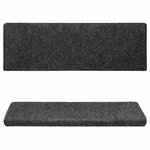 vidaXL Tapis d'escalier 15 Pièces Tissu aiguilleté 65x21x4 cm Gris