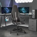 vidaXL Chaise de jeu de massage gris et noir similicuir