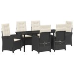 vidaXL Ensemble de jardin 7 pièces avec coussins en rotin noir