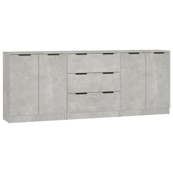 vidaXL Buffets 3 Pièces gris béton bois d'ingénierie