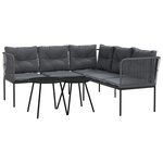 vidaXL Ensemble de canapés de jardin et coussins noir acier textilène