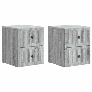 vidaXL Cabinet de chevet mural 2 pièces Sonoma gris 33 x 34 5 x 40 cm