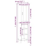 vidaXL Buffet haut Chêne fumé 34 5x34x180 cm Bois d'ingénierie